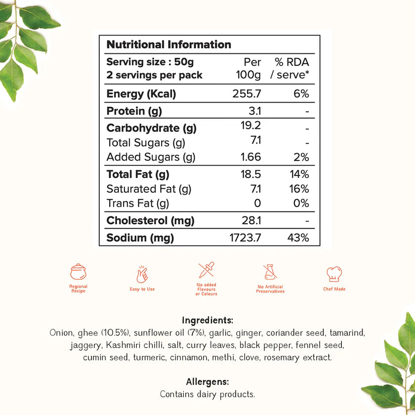 Ghee Roast | Ready To Cook Paste - Ethically Sourced Ingredients - No Artificial Ingredients - Tulua - 160gm