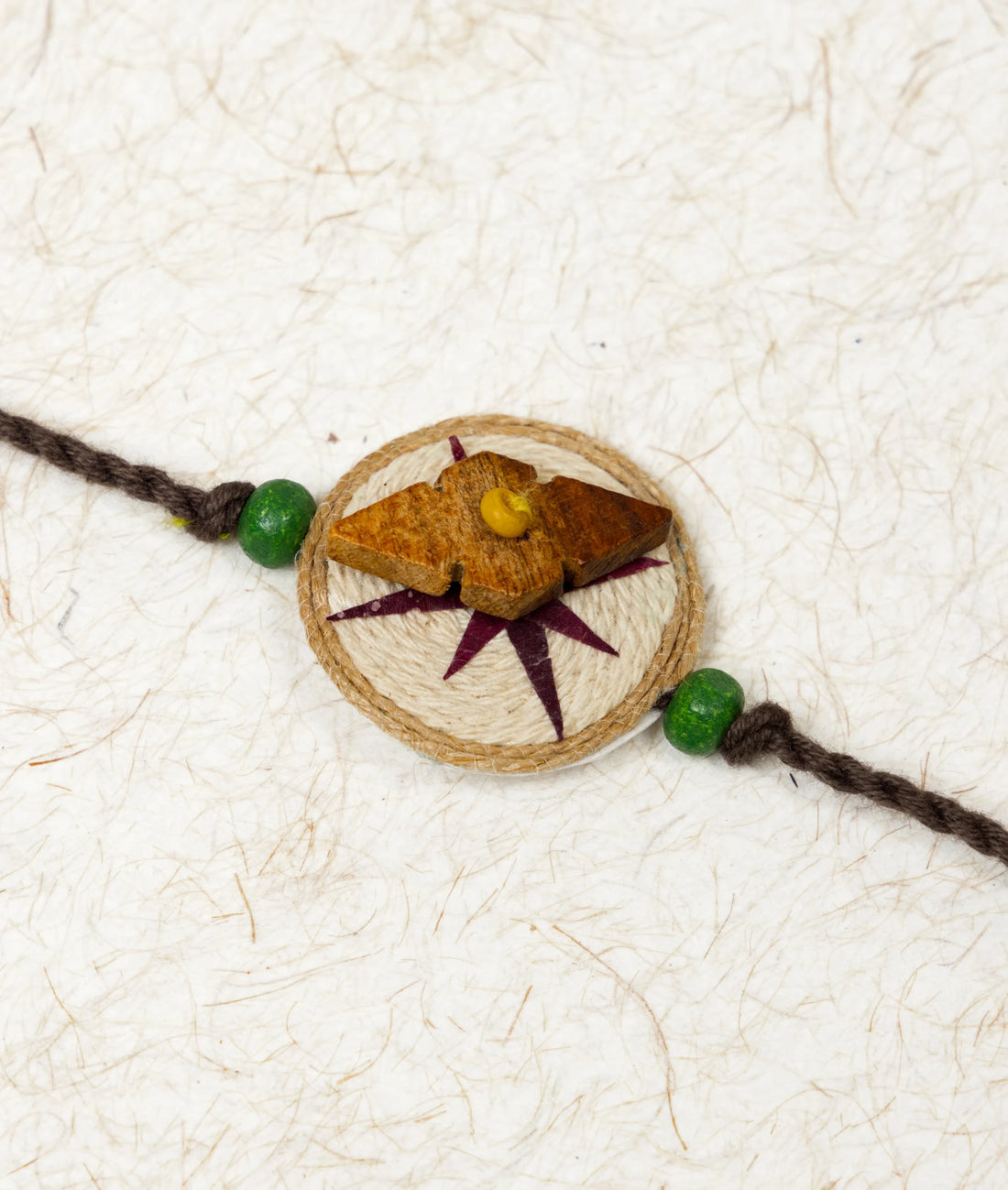 Rakhi | Ghumakkad (Compass) Rakhi (Made From Cotton, Jute, Wooden beads &amp; With Pressed Flower Petals) – Handcrafted – Eco Friendly – Nature’s Soul -  Single Piece
