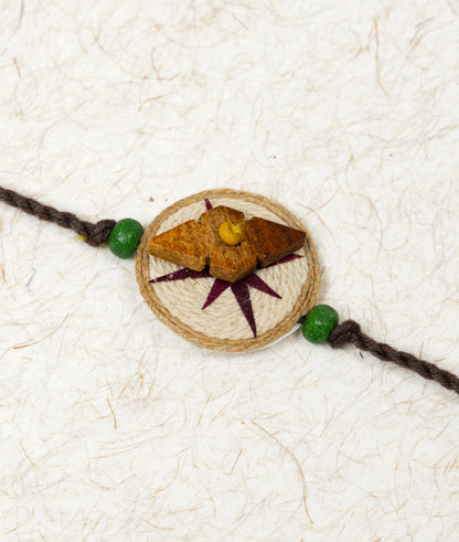 Rakhi | Ghumakkad (Compass) Rakhi (Made From Cotton, Jute, Wooden beads &amp; With Pressed Flower Petals) – Handcrafted – Eco Friendly – Nature’s Soul -  Single Piece