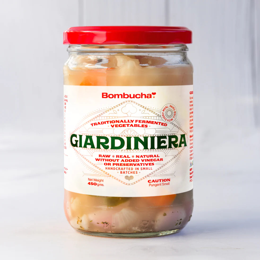 Giardiniera | (Traditionally Fermented Vegetables) – Raw – Real – Pungent Smell – Natural – No Added Vinegar &amp; Preservatives – Bombucha – 450gm