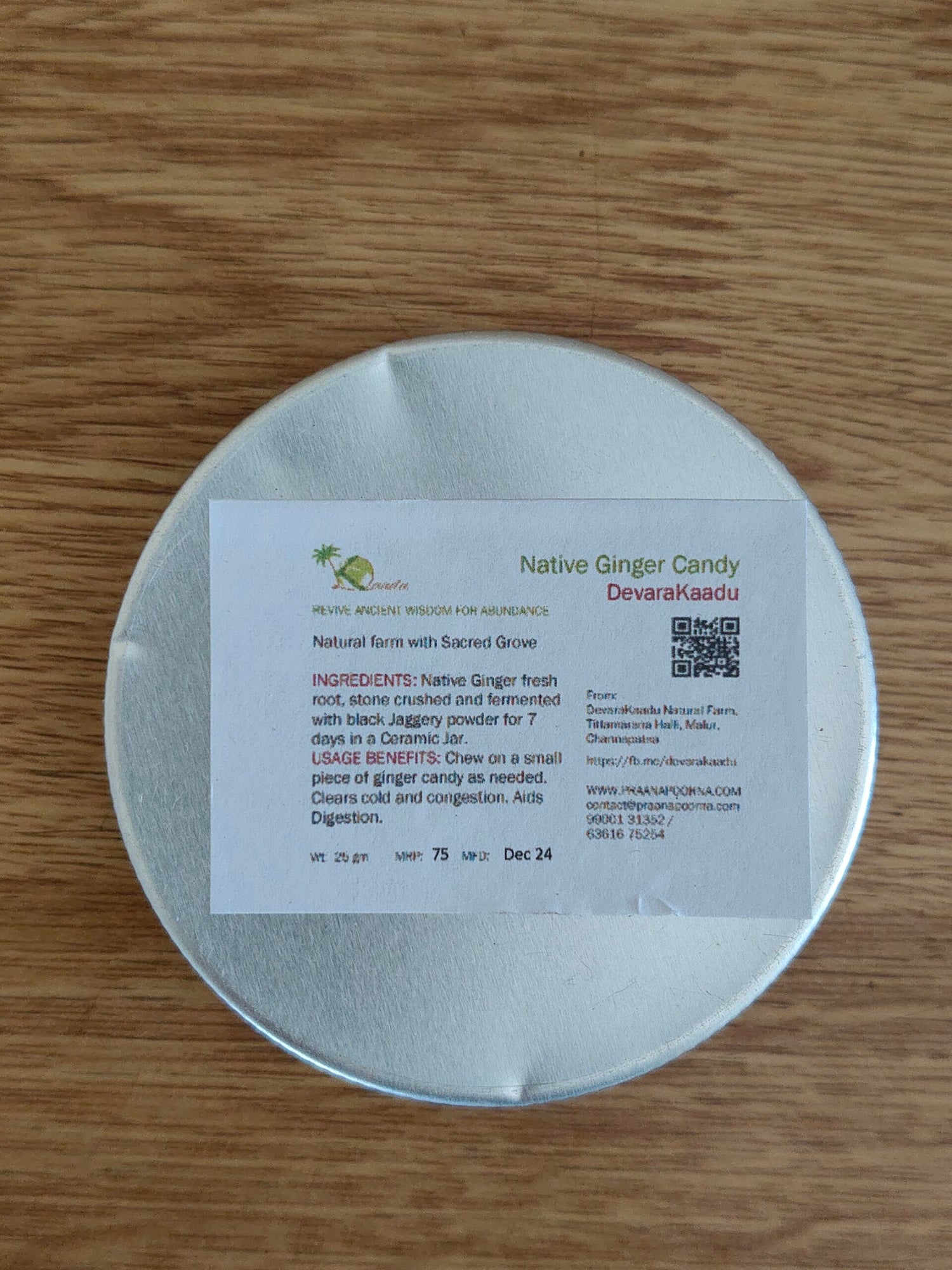 Candy | Ginger Candy (Sweetened With Jaggery) - Praanapoorna - 20gm