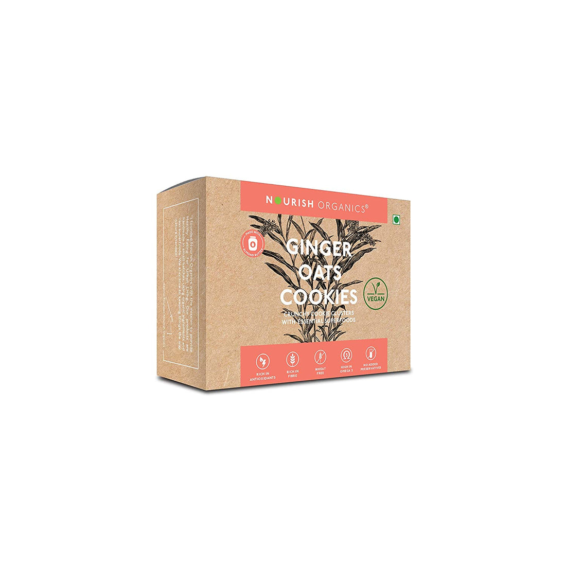 Cookies | Ginger Oats – Vegan, Sugar Free, Rich In Fiber, Wheat Free, Lactose Free & Low In  Fat - Nourish Organics – 150gm