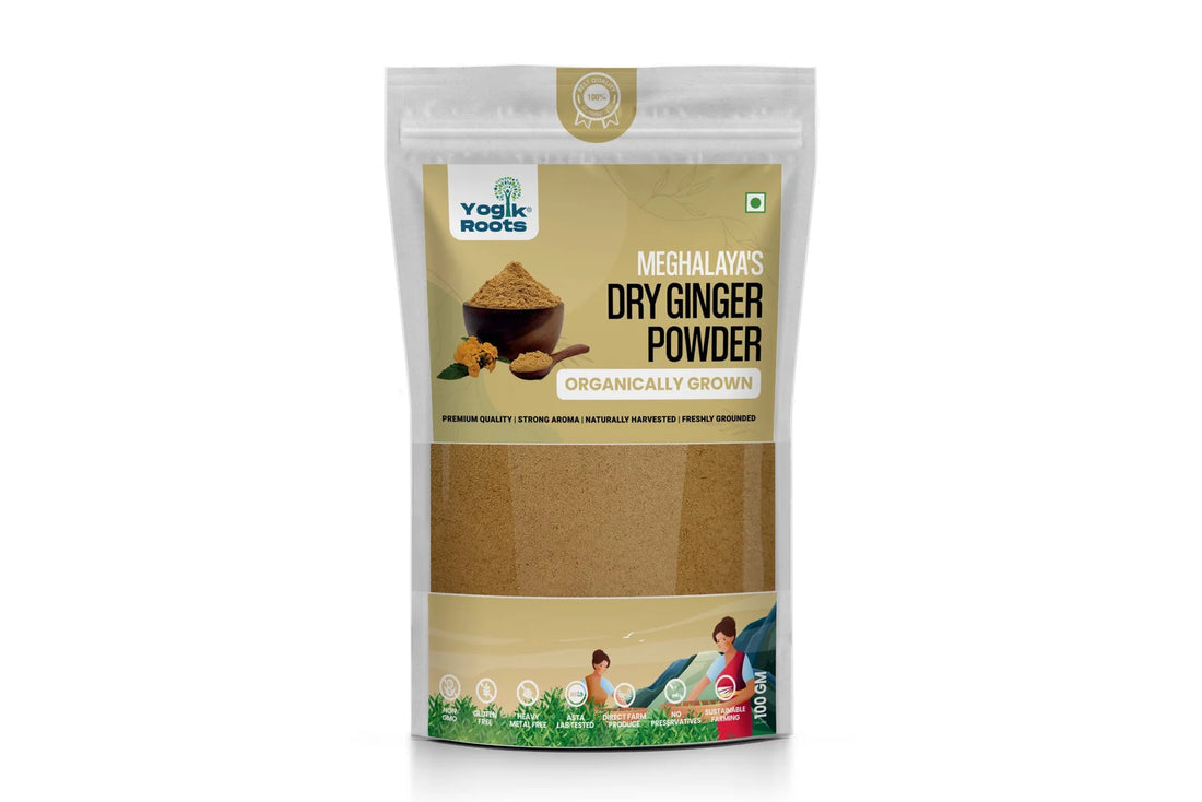 Ginger Powder | (Meghalaya) - Organically Grown - Gluten Free, No Gmo & Preservatives Free - Yogik Roots - 100gm