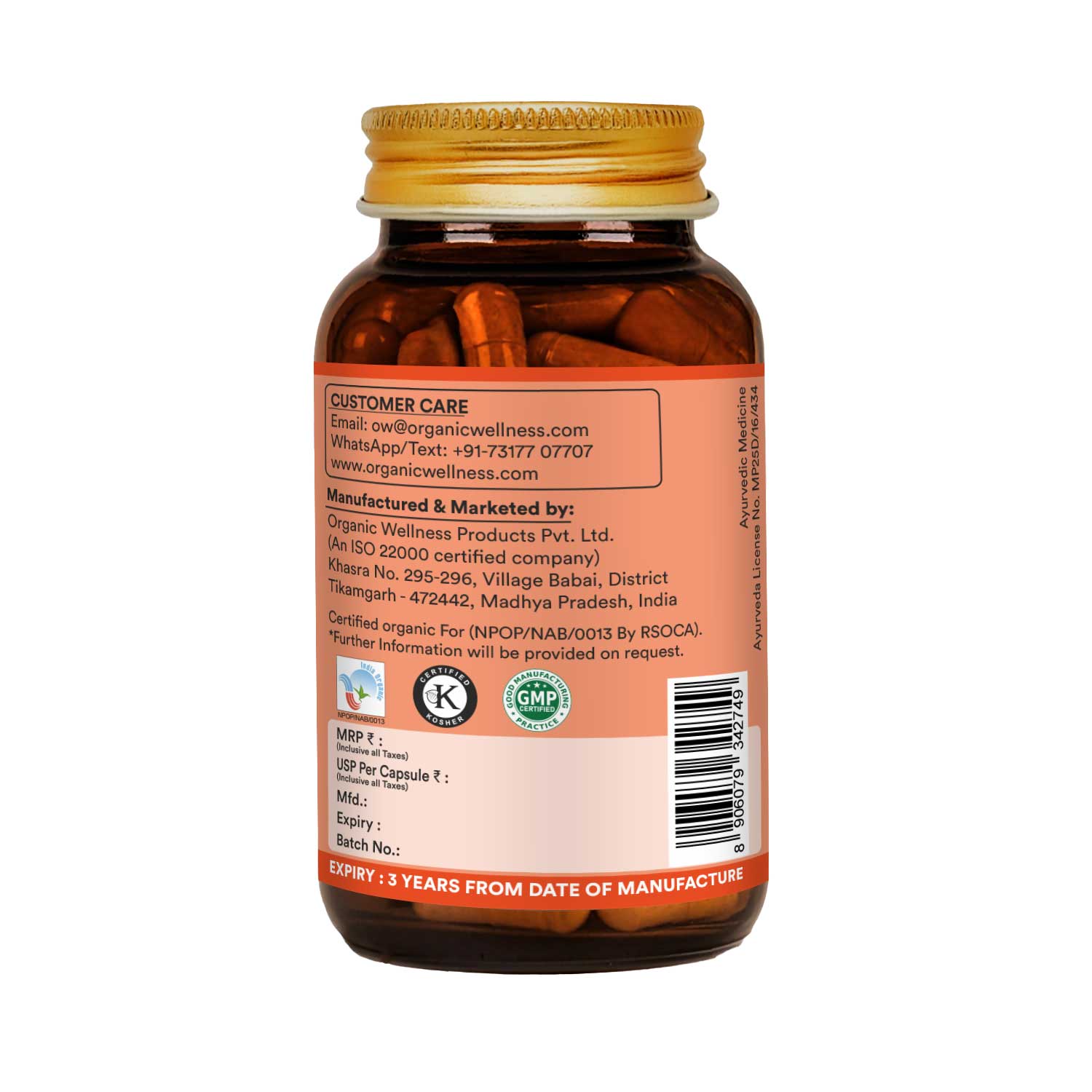 Ginger -Immune Strengthener, Stomach comfort Relief -No Artificial Additives- Organic Wellness - 90 Vegetarian Capsules