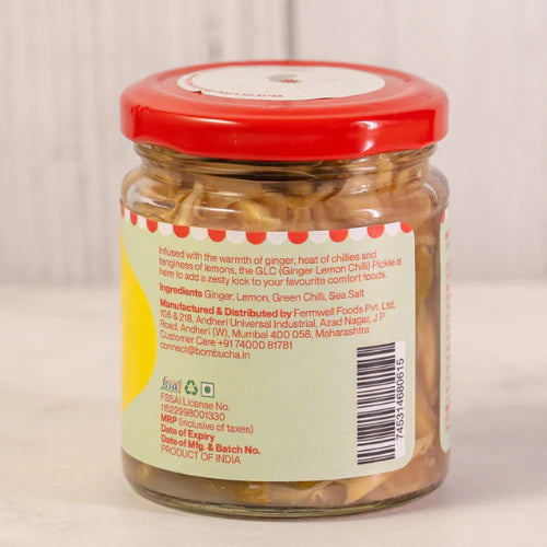 Pickle | Ginger Lemon Chilli Pickle - Guilt Free, Oil Free, No Added Preservatives &amp;amp; No Vinegar - Bombucha - 200gm