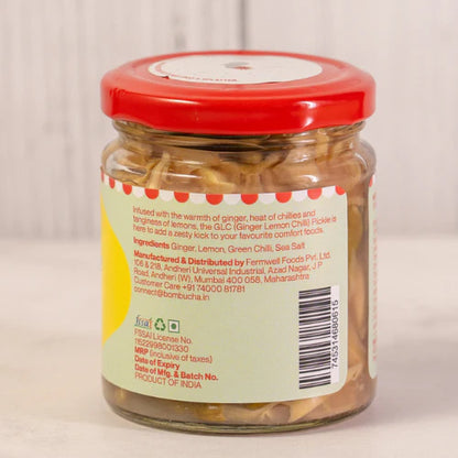 Pickle | Ginger Lemon Chilli Pickle - Guilt Free, Oil Free, No Added Preservatives &amp;amp; No Vinegar - Bombucha - 200gm