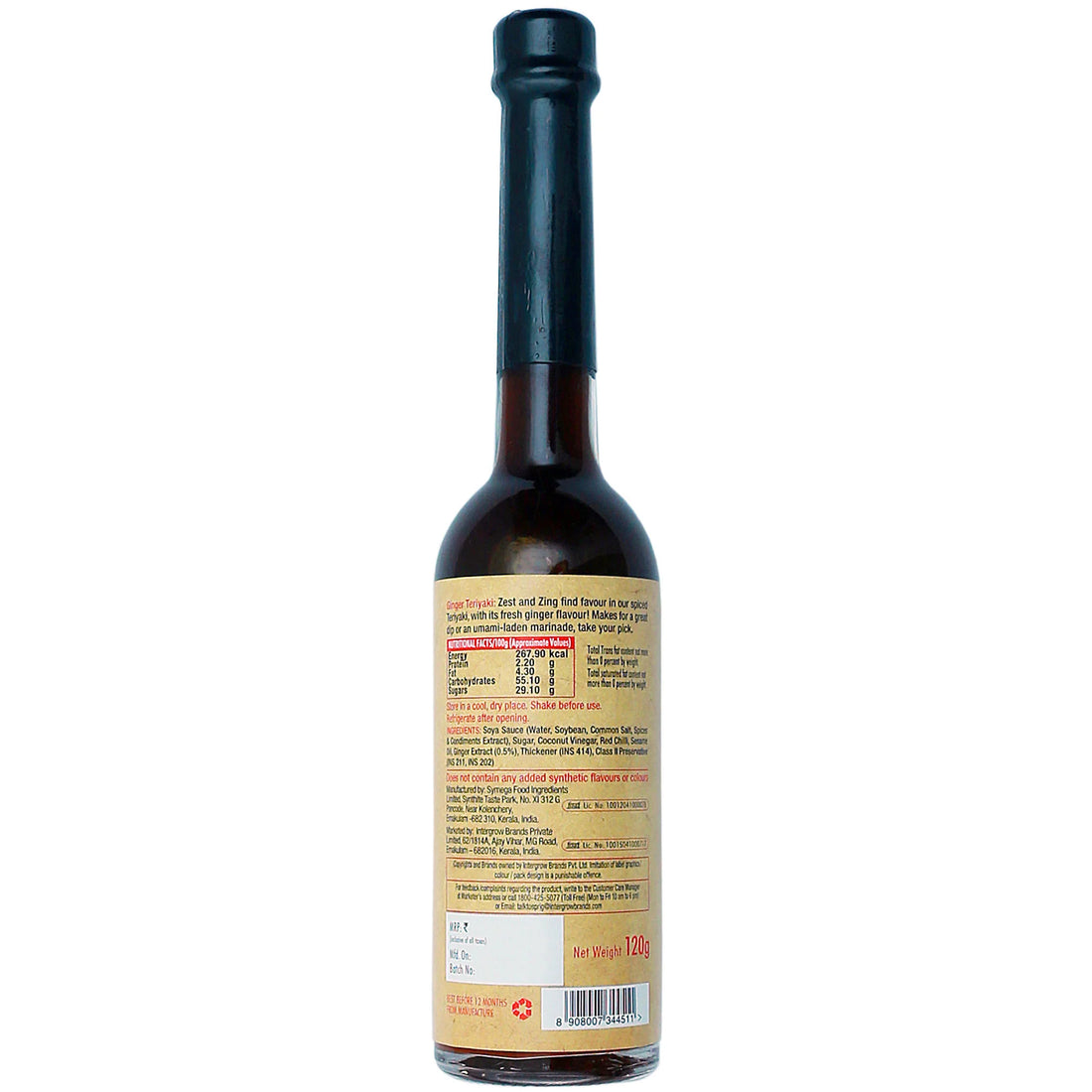 Sauce | Ginger Teriyaki Stir Fry Sauce - Sauce &amp; Marinade - Vegan,  No Added Sugar, Paleo Friendly &amp; No Added Synthetic Flavours And Colours - Sprig - 120gm