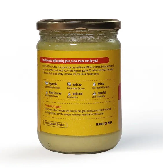 Ghee | Gir A2 Cow Milk Bilona Ghee - Curd Churning Method - Pro Nature - 500gm