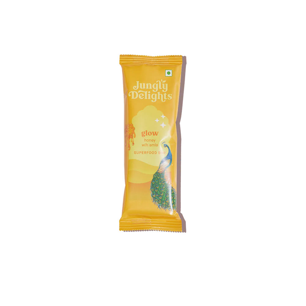 Glow Honey With Amla (Super Food Bar) - Indian - Gluten Free, No Refined Sugar & Support Immunity - Jungly Delights - 38gm