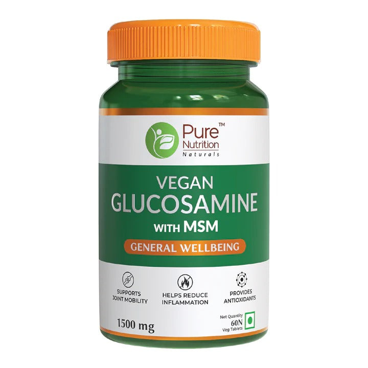 Glucosamine | (With Msm) - Natural –  Reduces Joint Pain &amp;amp; Promotes Mobility - Pure Nutrition – (1500 mg) - 60 Tablets