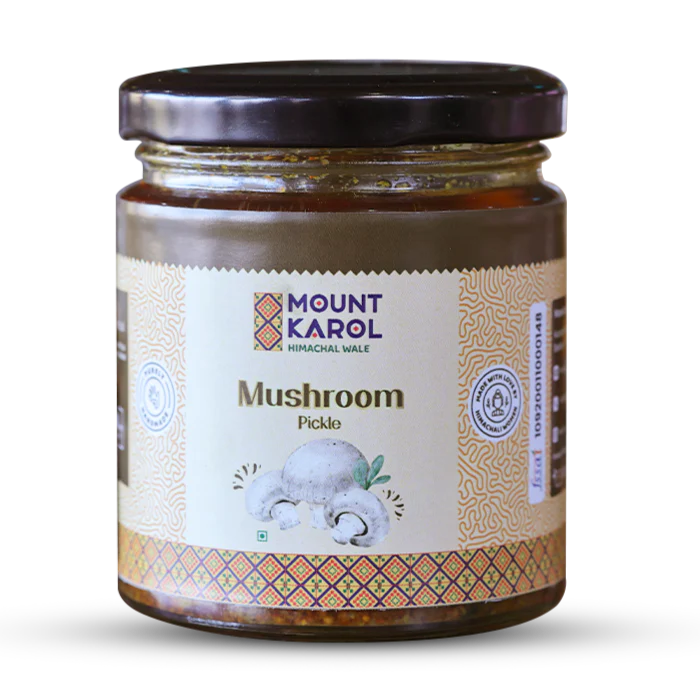 Pickle | Mushroom Garlic Pickle| Farm-grown Mushroom | Cold-pressed Mustard Oil-Mount Karol - 300gm