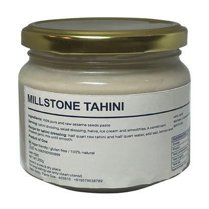 Tahini | Millstone Tahini - 100% Pure And Raw Sesame Seed Paste (Made With Grinding Stones) - 100% Natural - Vegan &amp;amp; Gluten Free - GOAJARS - 170gm