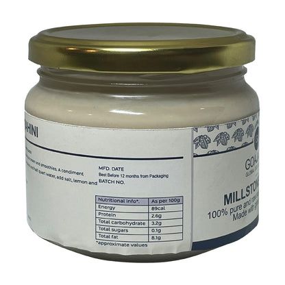Tahini | Millstone Tahini - 100% Pure And Raw Sesame Seed Paste (Made With Grinding Stones) - 100% Natural - Vegan &amp;amp; Gluten Free - GOAJARS - 170gm