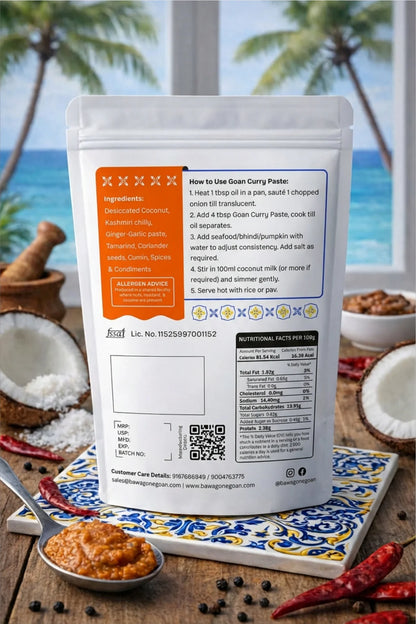 Paste | Goan Curry Paste  - Ready To Cook Paste -No preservatives, No Artificial Flavours, - Bawa Gone Goan  - 200gm