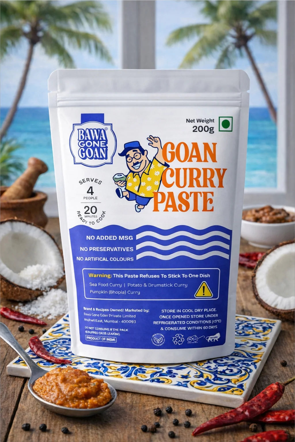 Paste | Goan Curry Paste  - Ready To Cook Paste -No preservatives, No Artificial Flavours, - Bawa Gone Goan  - 200gm