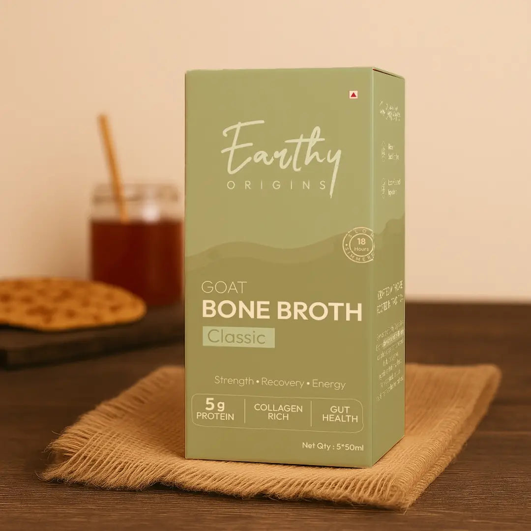 Goat Bone Broth - Grass Fed Goat - 5gm Protein - 18Hr Simmer  – No Antibiotics And Hormone Free - Earthy Origins - 200ml