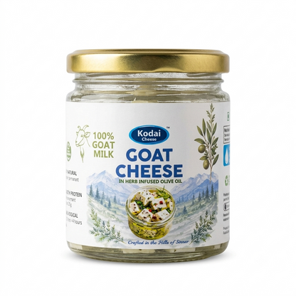 Cheese | Goat Cheese- 100% Goat Milk  - In Herb Infused Olive Oil - Kodai - 200gm