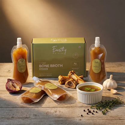 Goat Bone Broth - Grass Fed Goat - 8gm Protein - 18Hr Simmer  – No Antibiotics And Hormone Free - Earthy Origins - 750ml