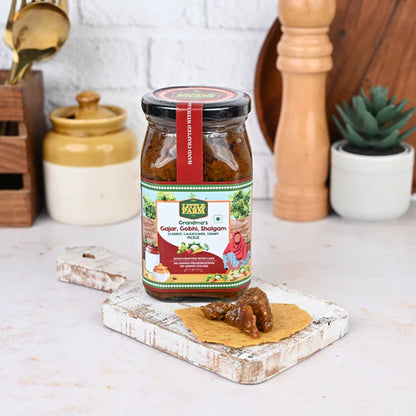 Gobhi Gajar Shalgum Pickle – The Little Farm - 400gm