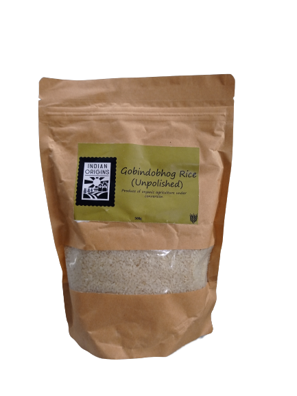 Rice | Gobindobhog Rice (Unpolished) - Naturally Gluten Free – Indian Origins – 500gm