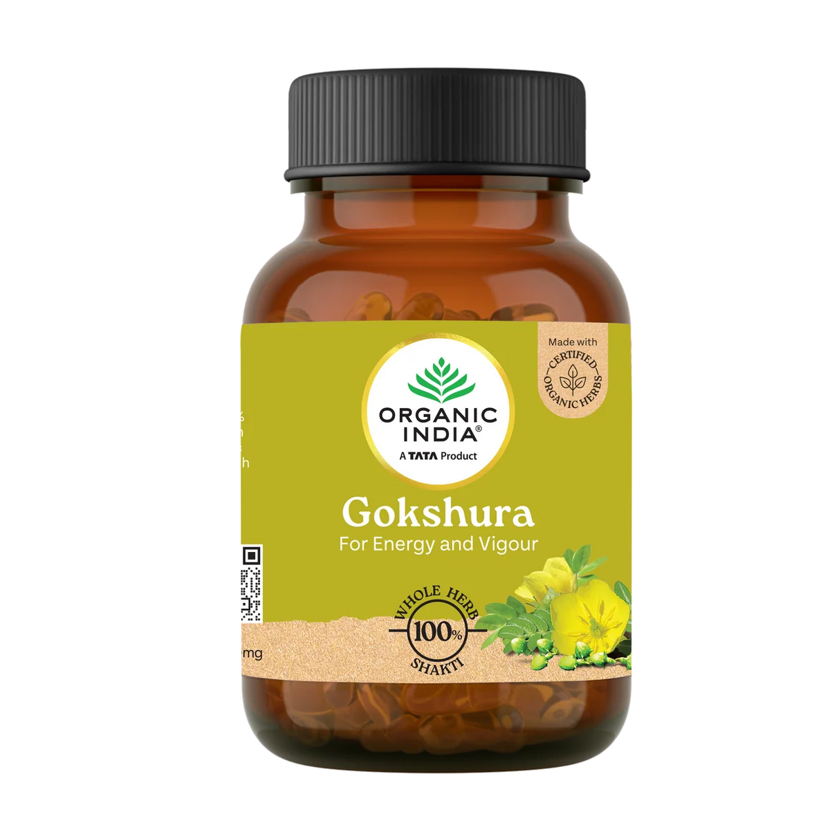 Gokshura (Boosts Testosterone) -Hormonal Balance, Vitality Enhancement, Renal Support-No Artificial Additives- Organic India - 60 Vegetarian Capsules