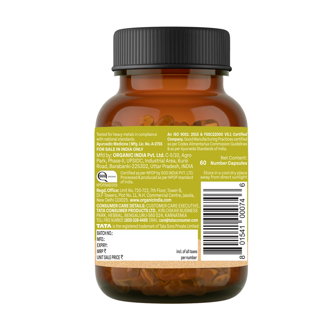 Gokshura (Boosts Testosterone) -Hormonal Balance, Vitality Enhancement, Renal Support-No Artificial Additives- Organic India - 60 Vegetarian Capsules