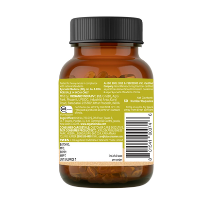 Gokshura (Boosts Testosterone) -Hormonal Balance, Vitality Enhancement, Renal Support-No Artificial Additives- Organic India - 60 Vegetarian Capsules