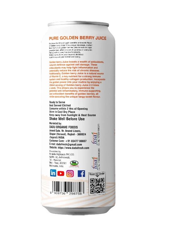 Juice | Golden Berry Juice – No Added Sugar, No Preservatives & No Concentrate – Dadu Fresh – 250ml