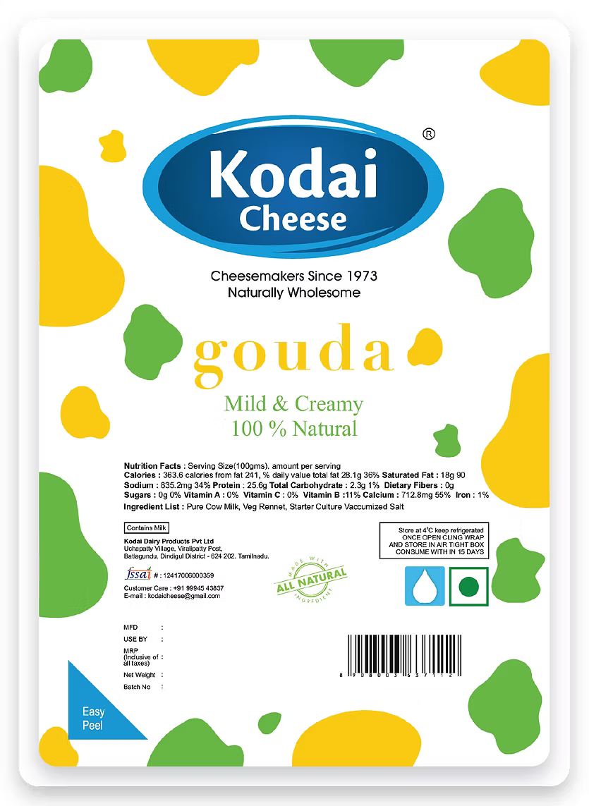 Gouda Cheese - Pasteurized - Kodai - 200gm