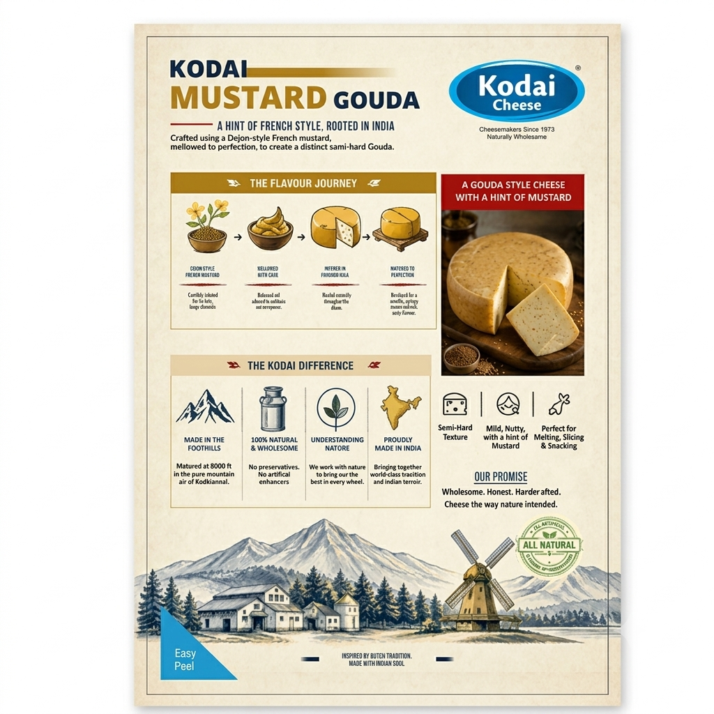 Gouda Cheese | Mustard – Pasteurized - Kodai – 200gm
