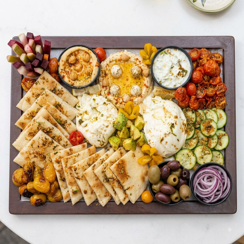 Gourmet Mediterranean Mezze Platter - Ready To Eat -  Gourmet Non - Veg Party Appetizers  - Made with Organic Ingredients - Nature&