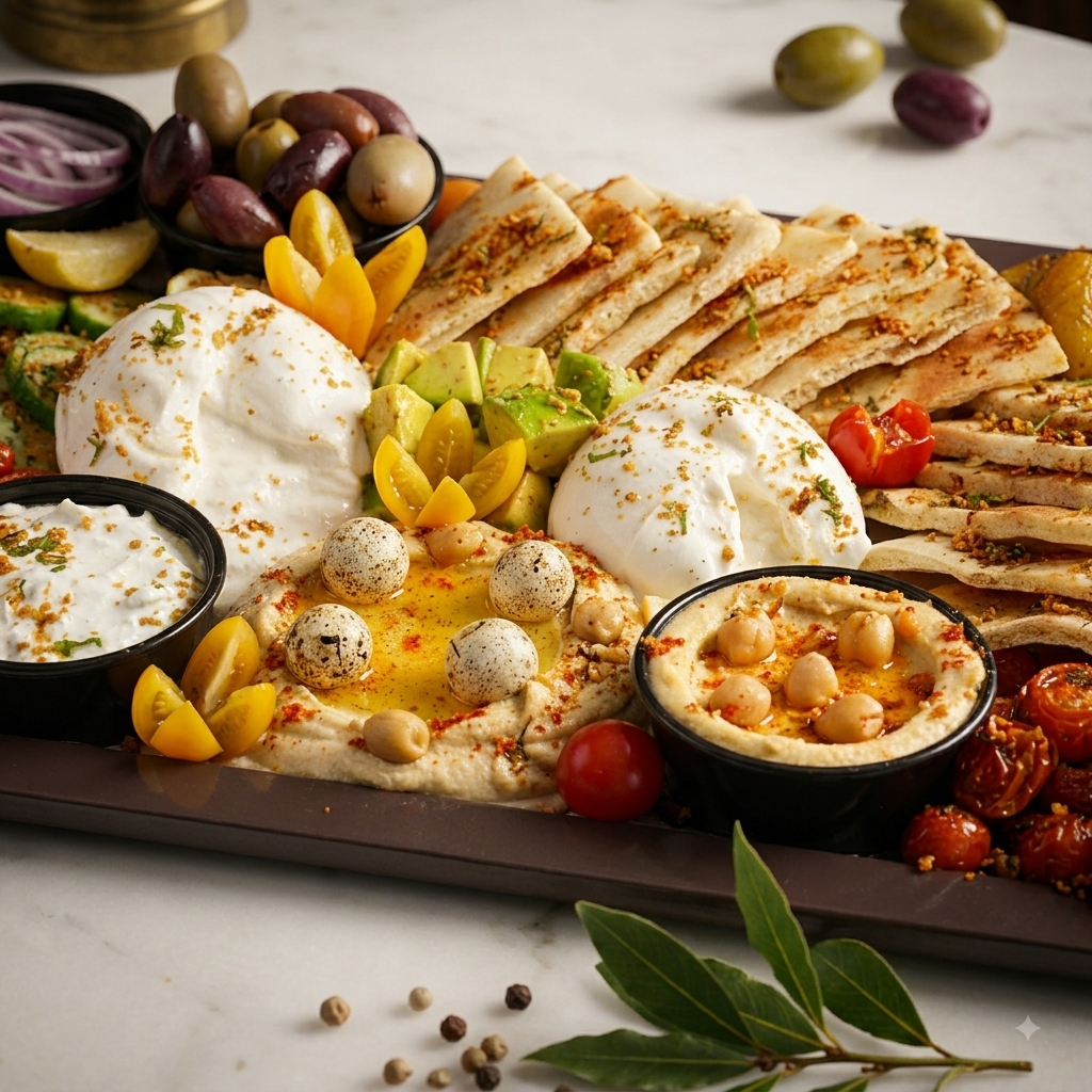 Gourmet Mediterranean Mezze Platter - Ready To Eat -  Gourmet Non - Veg Party Appetizers  - Made with Organic Ingredients - Nature&