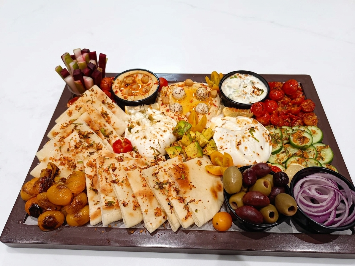 Gourmet Mediterranean Mezze Platter - Ready To Eat - Veg Party Appetizers  - Made with Organic Ingredients - Nature&
