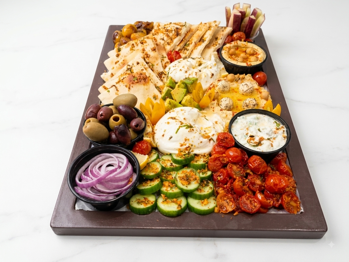 Gourmet Mediterranean Mezze Platter - Ready To Eat - Veg Party Appetizers  - Made with Organic Ingredients - Nature&