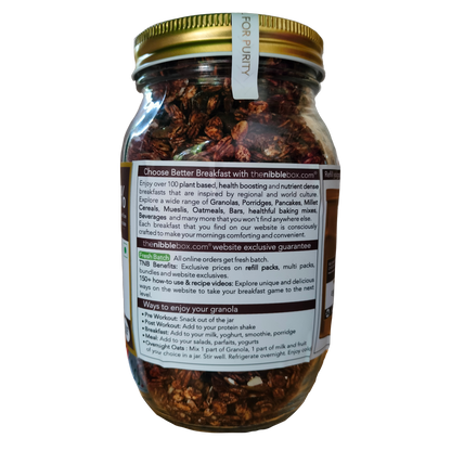 Granola | Belgian Dark Chocolate - 34% Dry Fruits, Vegan, Gluten Free, No preservatives &amp; No Additives - The Nibble Box - 500gm