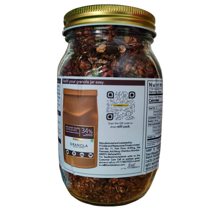 Granola | Belgian Dark Chocolate - 34% Dry Fruits, Vegan, Gluten Free, No preservatives &amp; No Additives - The Nibble Box - 500gm