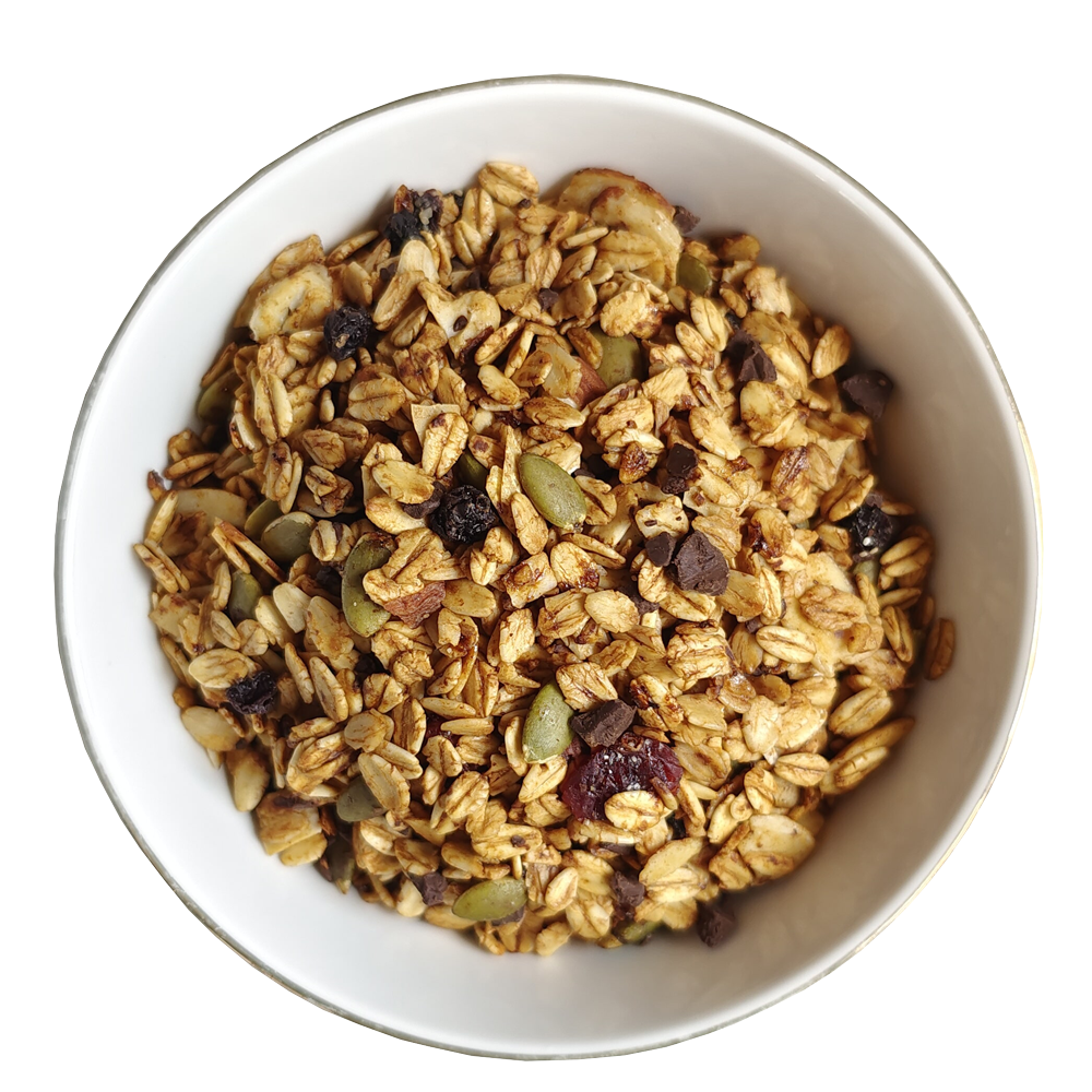 Granola | Coffee Cacao Carnival (Made Using Coconut Sugar) - 36% Dry Fruits – Vegan, Gluten Free, Zero Trans Fat, No Additives &amp;amp; Preservatives – The Nibble Box – 500gm