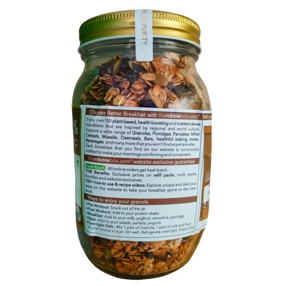 Granola | Coffee Cacao Carnival (Made Using Coconut Sugar) - 36% Dry Fruits – Vegan, Gluten Free, Zero Trans Fat, No Additives &amp;amp; Preservatives – The Nibble Box – 500gm