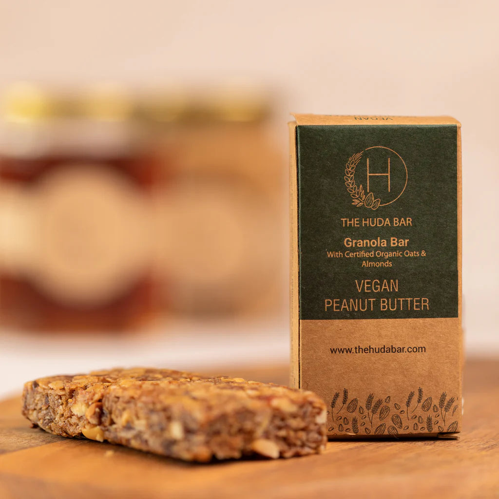 Bar | Classic - Granola Bars (With Certified Organic Oats &amp; Almonds) - Vegan, Gluten Free &amp; No Added Additives - The Huda Bar - 45gm