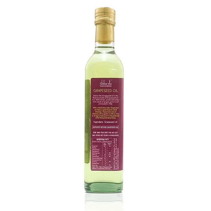 Grapeseed Oil | Ideal Base For Salad Dressing, Mayonnaise Dips And Deep Frying - Italy - Dolce Vita - 500ml