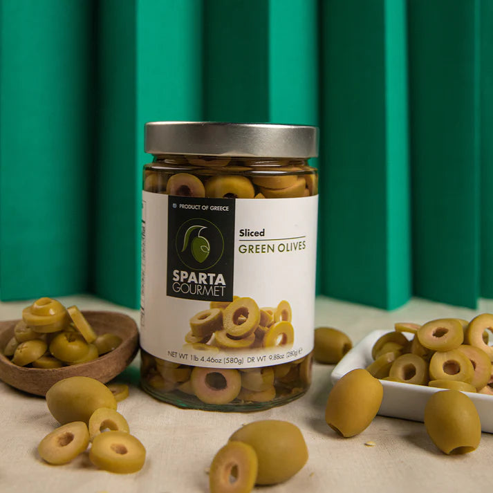 Green Olives | Sliced - Vegan, Gluten Free &amp;amp; Sugar Free - Sparta Gourmet – 580gm