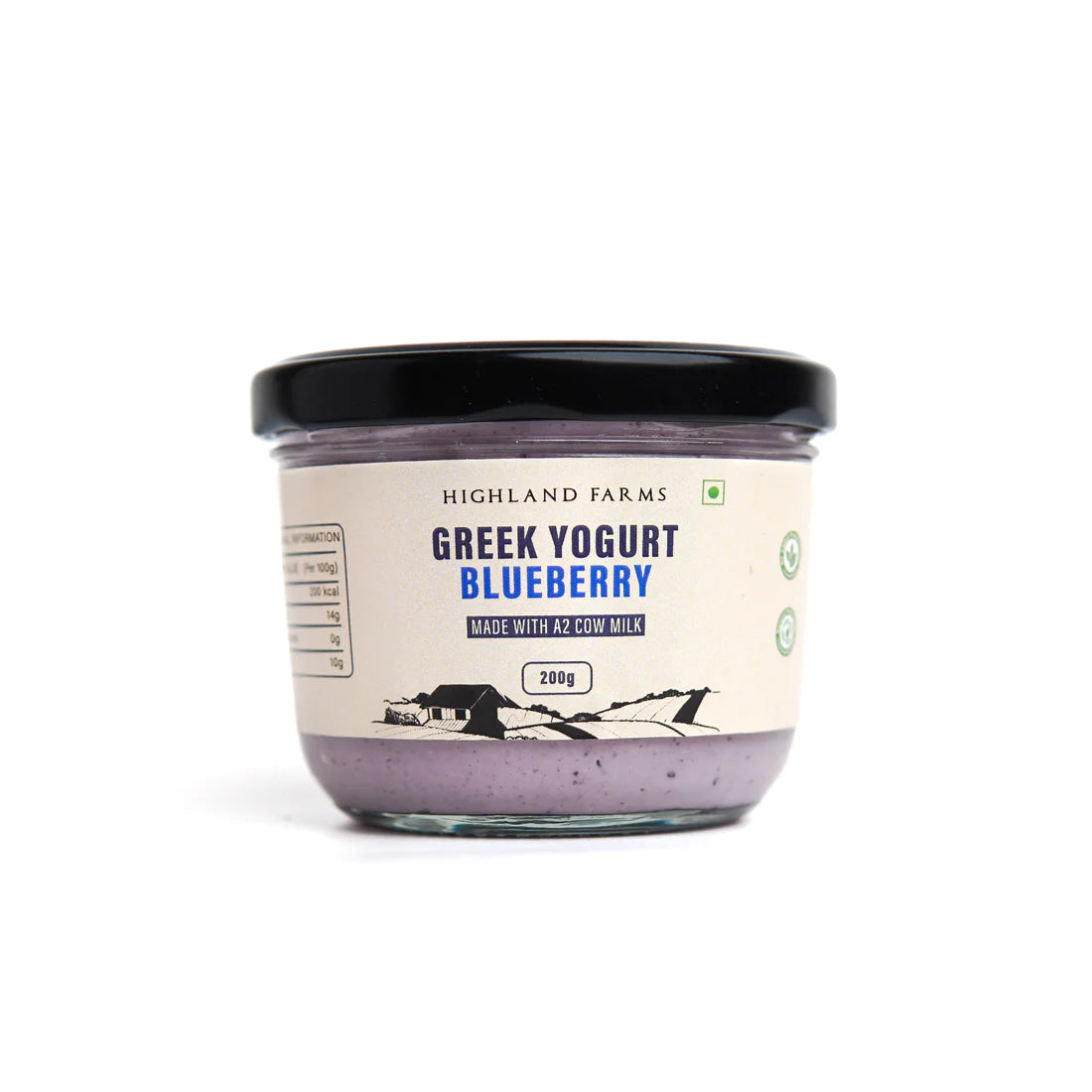 Greek Yogurt | Blueberry (Made With A2 Cow Milk) – Highland Farms – 200gm