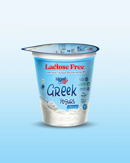 Yogurt | Greek (Made From A2 Milk) - Natural - 7.5gm Protein - No Added Sugar, Lactose Free, Preservatives Free &amp; No Milk Solids - Skyrrup - 400gm