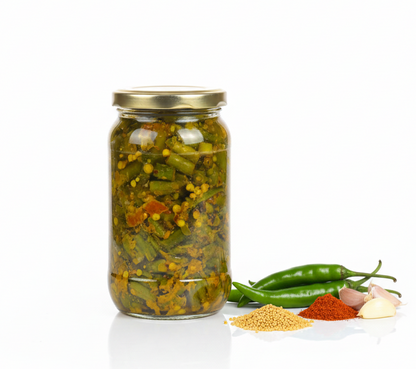 Green Chilli Pickle - No Added Oil - Sundried With Galgal Nimboo Rus - Nature&