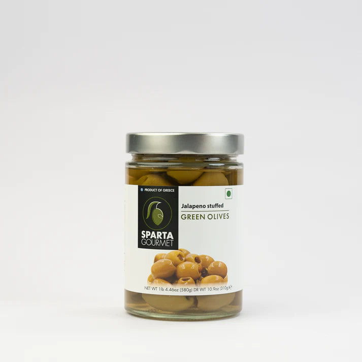 Green Olives | Jalapeno Stuffed – Vegan, Gluten Free &amp; Sugar Free - Sparta Gourmet – 580gm