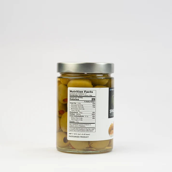 Green Olives | Pimento Stuffed Green Olives - Vegan, Gluten Free &amp; Sugar Free - Sparta Gourmet - 580gm