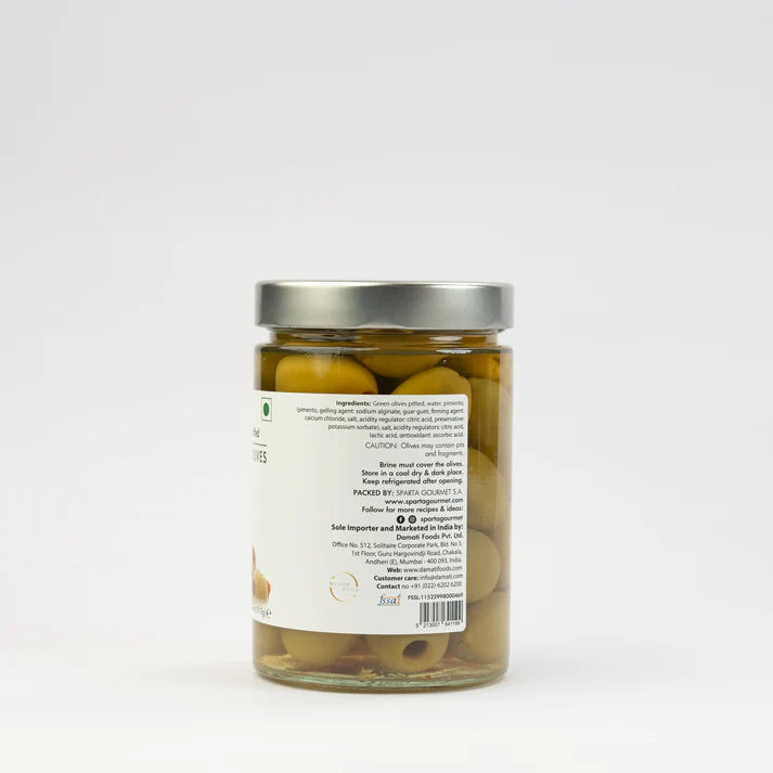 Green Olives | Pimento Stuffed Green Olives - Vegan, Gluten Free &amp; Sugar Free - Sparta Gourmet - 580gm