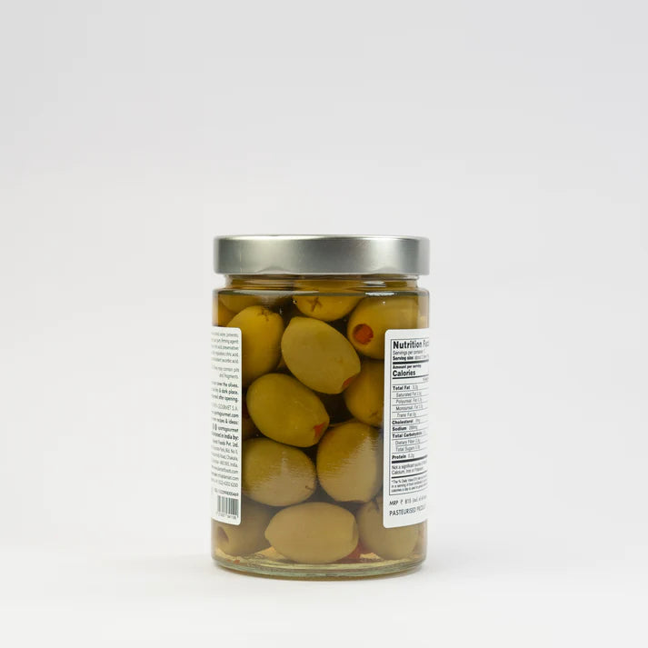 Green Olives | Pimento Stuffed Green Olives - Vegan, Gluten Free &amp; Sugar Free - Sparta Gourmet - 580gm