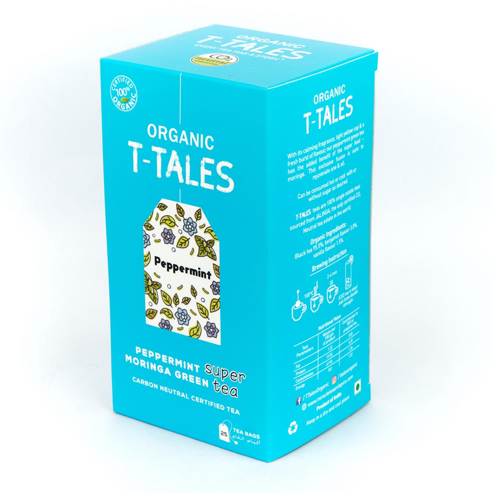Green Tea | With Peppermint Moringa - Single Estate - Organic T-Tales - 25 Tea Bag