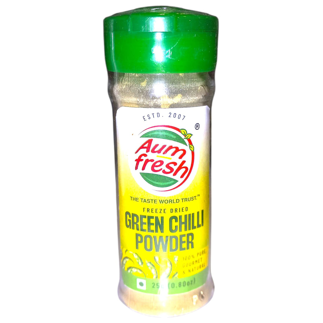 Chilli Powder | Green Chilli Powder - No Additives, No Artificial Flavours & Preservatives Free - Aum Fresh - 25gm